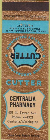 Matchbook Cover - Cutter Labs drugs Centralia WA