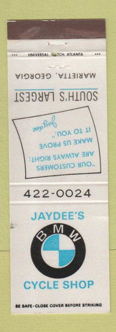 Matchbook Cover - BMW Motorcycles Jaydee's Marietta GA