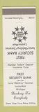 Matchbook Cover - First Security Bank Lyons Ionia Belding Saranac MI