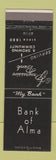 Matchbook Cover - Bank of Alma MI