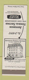 Matchbook Cover - Jefferson Federal Savings Washington DC