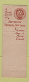Matchbook Cover - Jefferson Federal Savings Washington DC