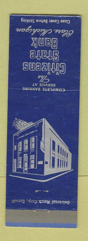 Matchbook Cover - Citizens State Bank Clare MI