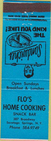 Matchbook Cover - Flo's Home Cooking Saratoga Springs NY