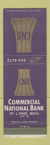 Matchbook Cover - Commercial National Bank L'Anse MI