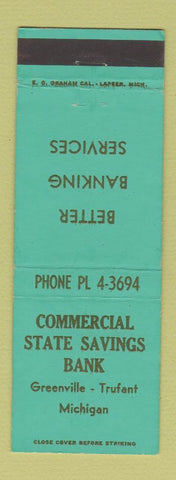 Matchbook Cover - Commercial State Savings Bank Greenville Trufant MI