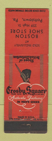 Matchbook Cover - Crosby Square Men's Shoes Boston Store Pottstown PA WEAR