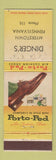 Matchbook Cover - Porto Ped Shoes Dinger's Myerstown PA WEAR