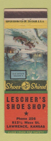Matchbook Cover - Lescher's Shoe Shop Lawrence KS