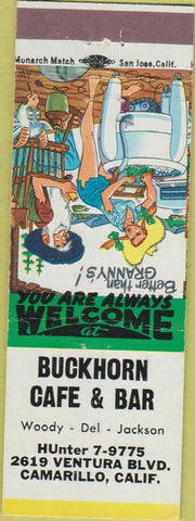 Matchbook Cover - Buckhorn Cafe Bar Camarillo CA hillbilly