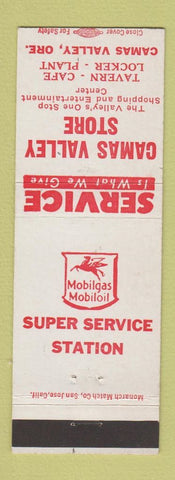 Matchbook Cover - Camas Valley Mobil oil gas OR