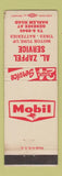 Matchbook Cover - Mobil oil gas Al Zapfel Cheektowaga NY WORN BACK