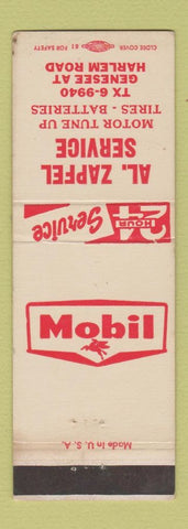Matchbook Cover - Mobil oil gas Al Zapfel Cheektowaga NY WORN BACK
