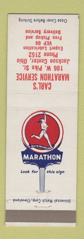 Matchbook Cover - Marathon oil gas Carl's Jackson Center OH