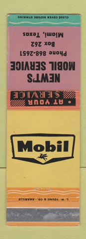 Matchbook Cover - Newt's Mobil oil gas Miami TX