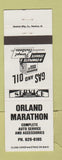 Matchbook Cover - Orland Marathon oil gas