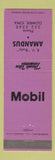 Matchbook Cover - RV Rudy Amandus Mobil oil gas Gowrie IA