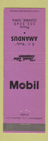 Matchbook Cover - RV Rudy Amandus Mobil oil gas Gowrie IA