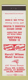 Matchbook Cover - Harold Wilson Mobil oil gas Salem OR U-Haul Trailers