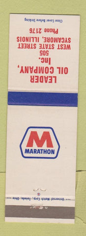 Matchbook Cover - Leader Oil Marathon Sycamore IL