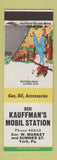 Matchbook Cover - Kauffman's Mobil oil gas York PA
