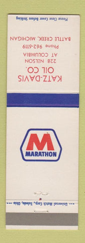 Matchbook Cover - Marathon oil gas Katz Davis Battle Creek MI