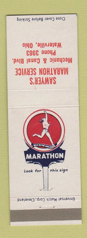 Matchbook Cover - Marathon oil gas Sawyer's Waterville OH