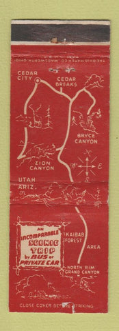 Matchbook Cover - Utah Parks Company Cedar City UT WEAR