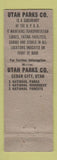 Matchbook Cover - Utah Parks Company Cedar City UT WEAR