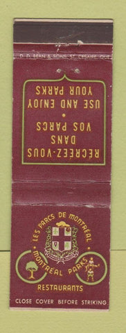 Matchbook Cover - Parks of Montreal QC