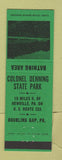 Matchbook Cover - Colonel Denning State Park Doubling Gap PA GREEN