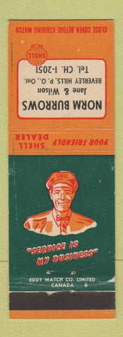 Matchbook Cover - Shell oil gas Norm Burrows Beverley Hills ON