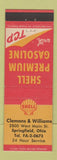 Matchbook Cover - Shell oil gas Clemans Williams Springfield OH