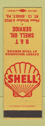 Matchbook Cover - Shell oil gas B&T Edgely PA