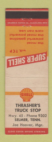 Matchbook Cover - Thrasher's Truck Stop Shell oil gas Selmer TN