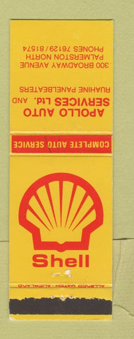 Matchbook Cover - Shell oil gas Appolo Auto Palmerston North New Zealand
