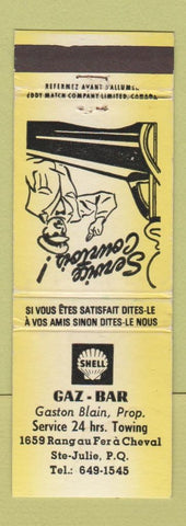 Matchbook Cover - Shell oil gas Baz Bar Ste Julie QC