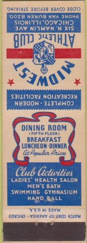 Matchbook Cover - Midwest Athletic Club Chicago IL  LL 25