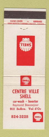 Matchbook Cover - Centre Ville Shell oil gas Val D' Or QC