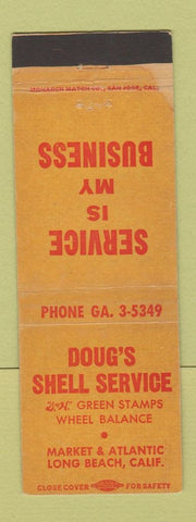 Matchbook Cover - Doug's Shell oil gas Long Beach CA