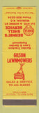 Matchbook Cover - Shell oil gas Bernie's Gilson Lawnmowers Misson BC