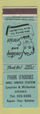 Matchbook Cover - Frank O'Rourke Shell oil gas Ottawa ON WORN
