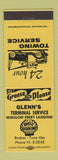 Matchbook Cover - Glenn's Shell oil gas towing  Winslow Ferry Landing
