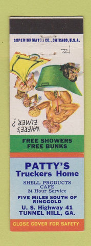 Matchbook Cover - Patty's Truckers Home Shell oil gas Tunnel Hill GA