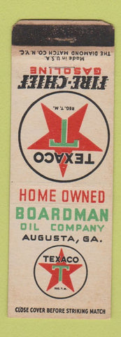 Matchbook Cover - Texaco oil gas Sky Chief Boardman Augusta GA WORN