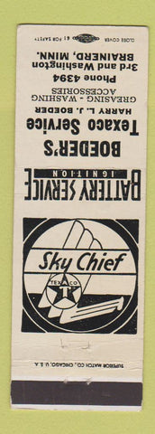 Matchbook Cover - Boeder's Texaco oil gas Brainerd MN