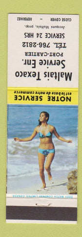 Matchbook Cover - Maltais Texaco oil gas Port Cartier QC pinup
