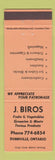 Matchbook Cover - J Biros Grocery Texaco oil gas Dunnville ON