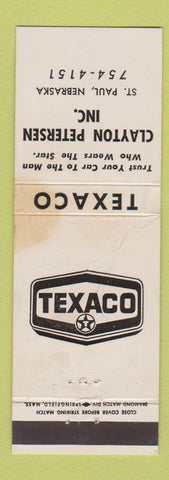 Matchbook Cover - Texaco oil gas Clayton Petersen St Paul NE STAINED