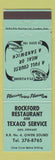 Matchbook Cover - Rockford Restaurant Texaco oil gas Owen Sound ON